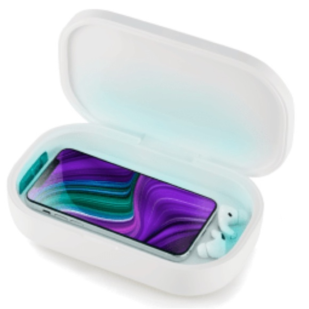 NWT~NUVO MED Phone and small electronic UV sterilizer Box. White w usb cable NEW
